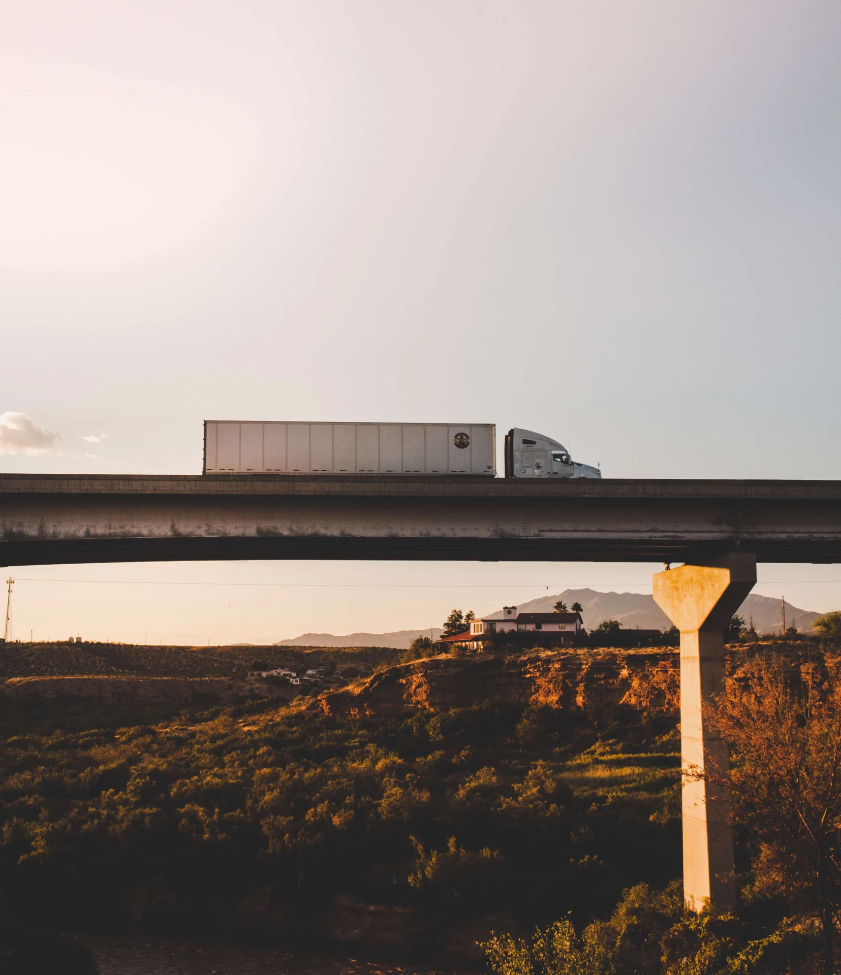 A large truck driving on a highway